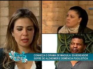 Luciana Gimenez visita Maguila no hospital e conversa com mulher do ex-lutador