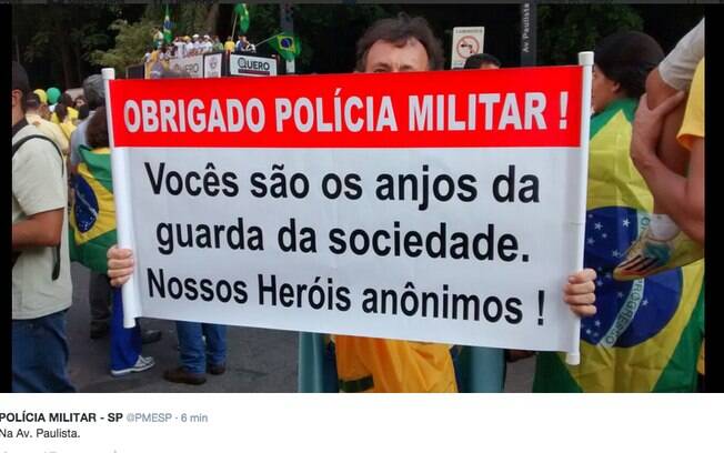 Quase três horas depois do início da manifestação em São Paulo, a Polícia Militar não havia divulgado qual era o público. Foto: Reprodução/Twitter/PM de São Paulo
