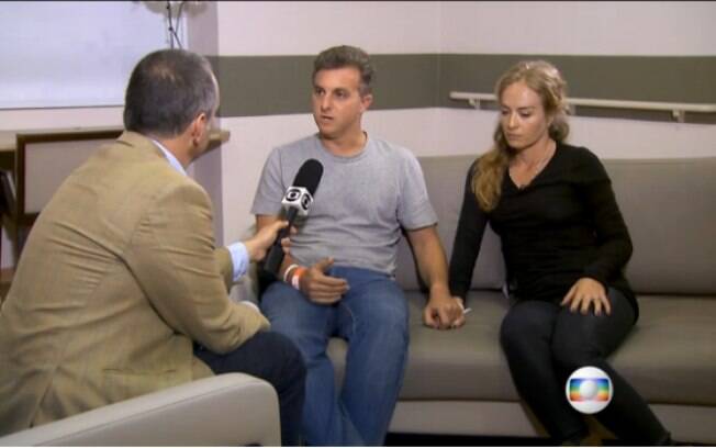 Luciano Huck e Angélica falam com a reportagem do 'Jornal Nacional'
