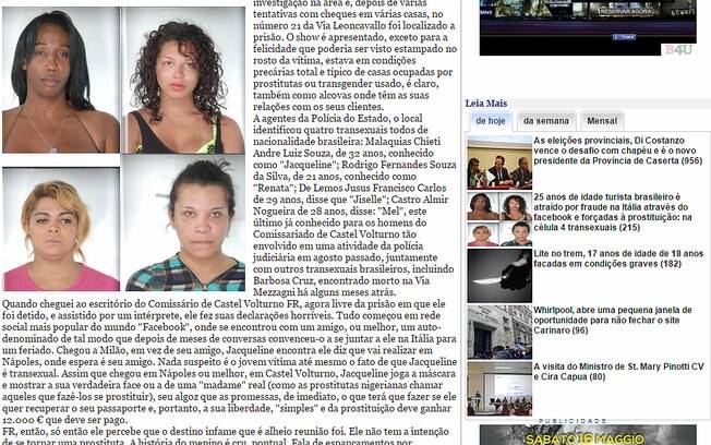 Travestis brasileiros rodam na Itália acusados de sequestros