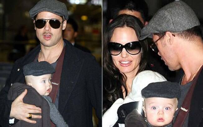 Ela e Brad Pitt já vestiram os filhos com looks parecidos com os seus