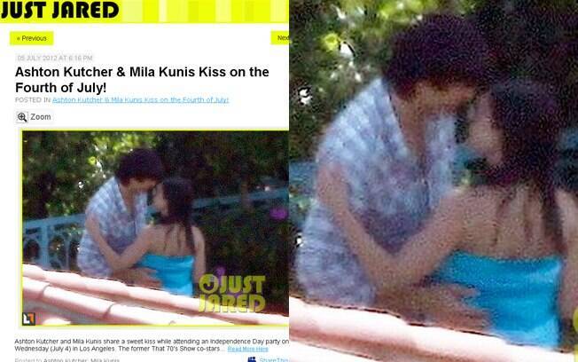 Ashton Kuthcer e Mila Kunis são fotografados trocando carinhos em julho
