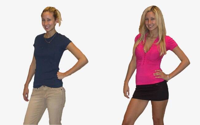 A mesma modelo com duas roupas diferentes: mulheres reagiram com hostilidade ao segundo visual
