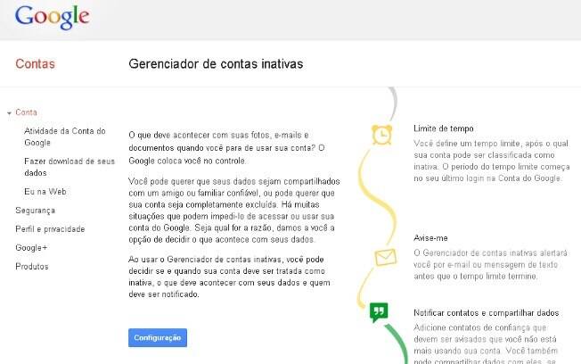 Google lança gerenciador de contas inativas