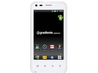 Gradiente exibe em seu site celular com a marca iPhone, que a empresa afirma ter registrado no Brasil em 2008