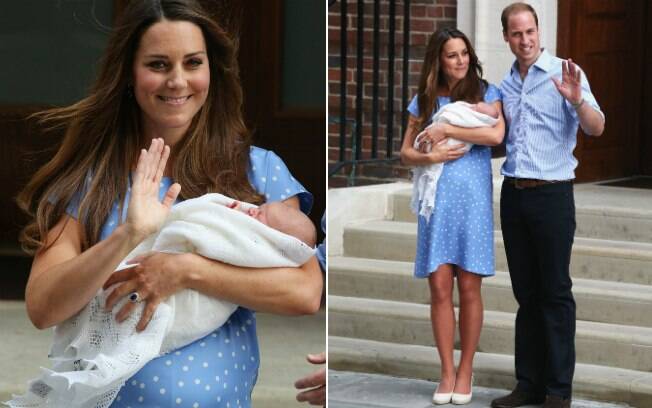 Kate Middleton, William e o filho: apesar da barriguinha saliente - apenas um dia após o parto - a Duquesa de Cambridge já estava em ótima forma