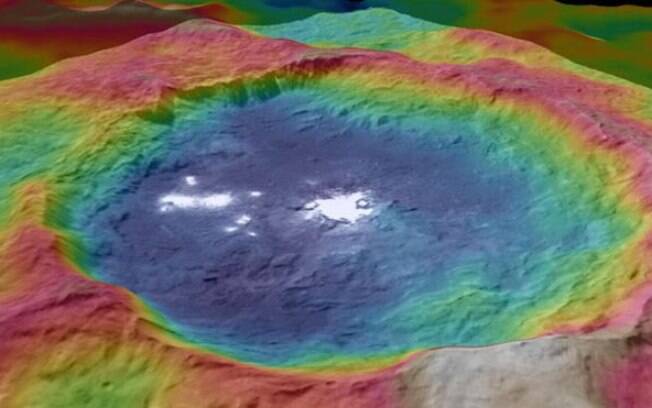 A cratera Occator tem o grupo mais impressionante de pontos brilhantes de Ceres