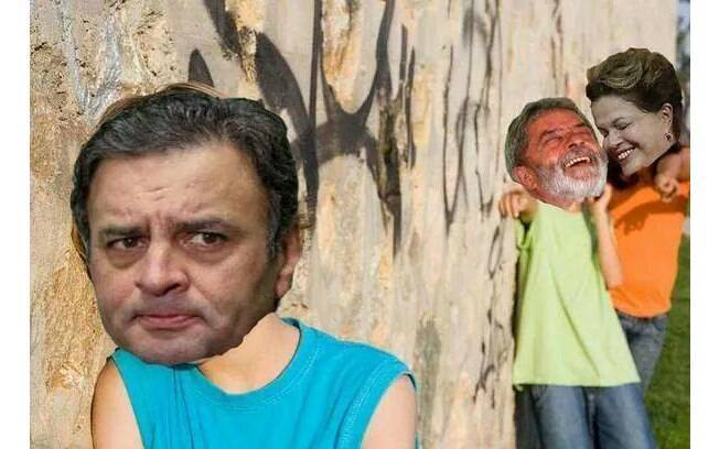 Montagem mostra Lula e Dilma debochando de Aécio. Bullying!. Foto: Reprodução