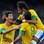 Jogadore do Brasil celebram o gol marcado no primeiro tempo. Foto: AFP