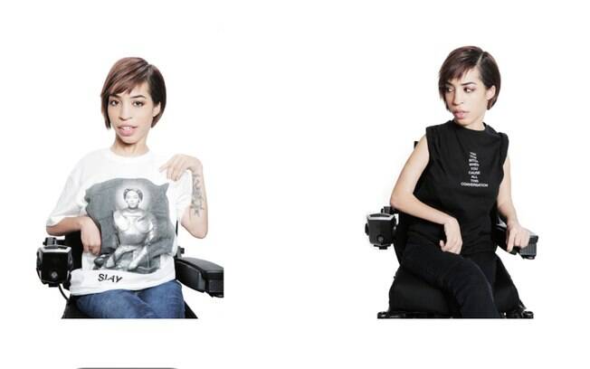 Modelo Jillian Mercado no site de roupas e acessório da marca da cantora Beyoncé Modelo Jillian Mercado no site de roupas e acessório da marca da cantora Beyoncé