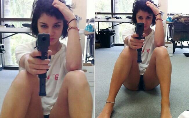 Vanessa Hudgens fez selfie segurando uma arma