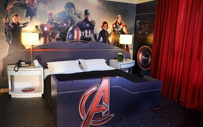 Quarto temático do filme 'Os Vingadores: Era de Ultron' no hotel Novotel Jaraguá Conventions, no Centro de São Paulo
