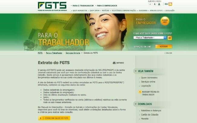 Reprodução do site do FGTS