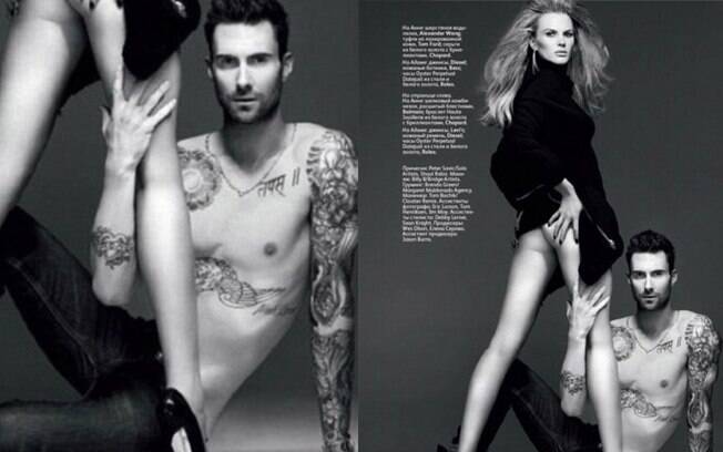 O cantor Adam Levine perdeu um pedaço do torso na Vogue russa