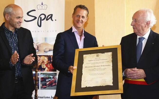Antes do GP da Bégica deste ano, Schumacher recebeu o título de cidadão honorário de Spa. Foto: EFE