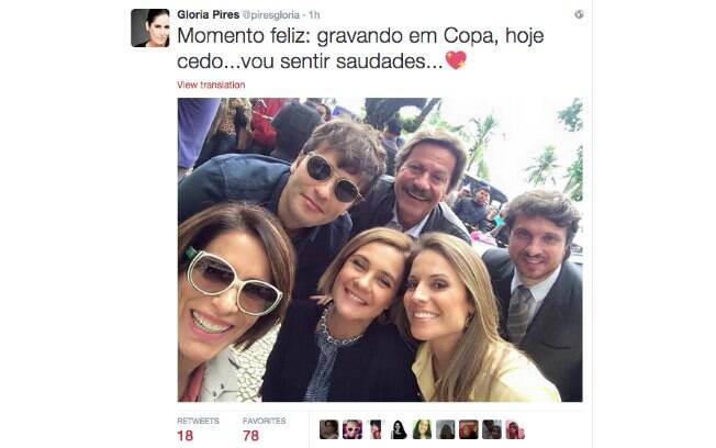 Gloria Pires posta foto em tom de despedida com elenco de