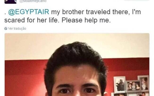 Mensagem no Twitter pede informações sobre suposta vítima da queda do voo da EgyptAir