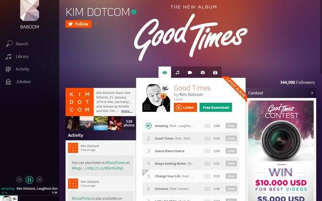 Baboom é o novo serviço de streaming de música do fundador do Megaupload, Kim DotCom