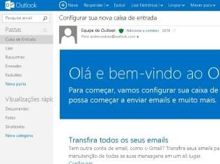 Outlook.com tem visual mais limpo do que o Hotmail