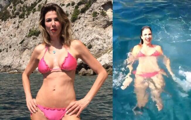 Luciana Gimenez mergulha no mar de Capri