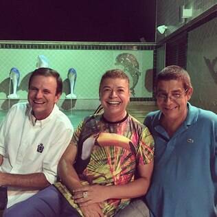 Eduardo Paes, David Brazil e Zeca Pagodinho: encontro para animar cantor
