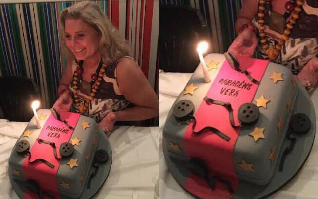Vera Fischer ganha bolo personalizado