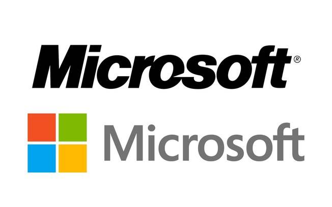Logotipos antigo (acima) e novo (abaixo) da Microsoft