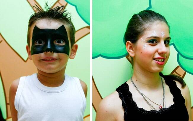 Bruno de Castro se transformou no Batman e Anna Luiza Pantaleone fez uma maquiagem de estrelas para brincar o carnaval