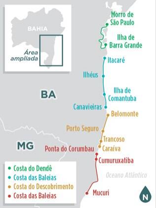 Localize-se na rota do Sul da Bahia