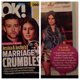Revista afirma que Thaila Ayala foi pivô da separação de Justin Timberlake e Jessica Biel