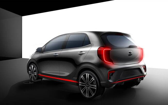Visto de traseira, as linhas do novo Kia Picanto não mudaram muito na comparação com as do modelo anterior Visto de traseira, as linhas do novo Kia Picanto não mudaram muito na comparação com as do modelo anterior