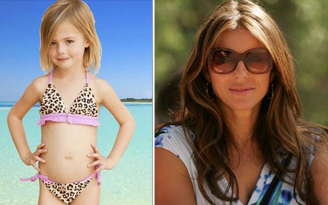 Biquíni com estampa de oncinha da linha infantil assinada pela modelo e atriz Liz Hurley