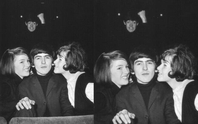Paul McCartney  estraga a foto de George Harrison com duas fãs