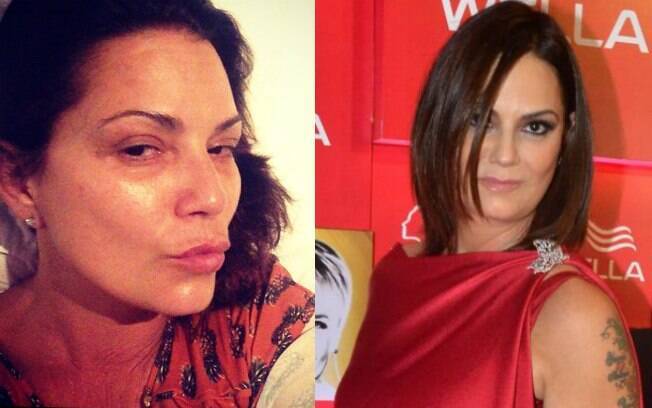 Luiza Brunet compartilhou uma foto em que aparece sem maquiagem. Veja o antes e o depois da ex-modelo