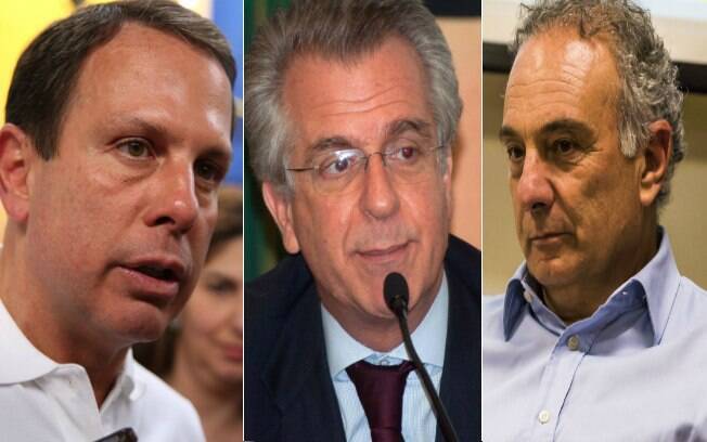Da esquerda para a direita, os pré-candidatos João Doria, Andrea Matarazzo e Ricardo Tripoli