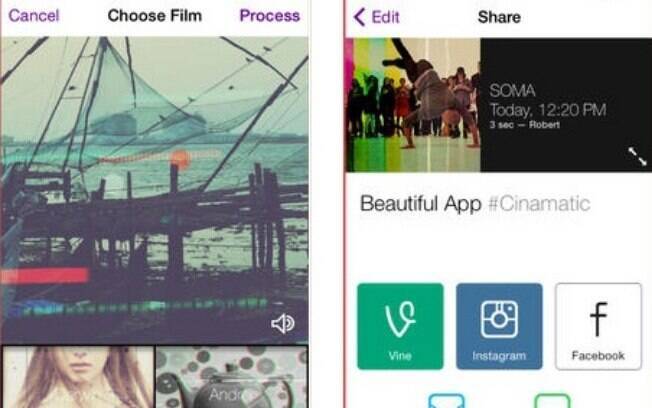 Cinamatic grava vídeos curtos com filtros de câmeras antigas. Apenas para iPhone por US$ 1,99