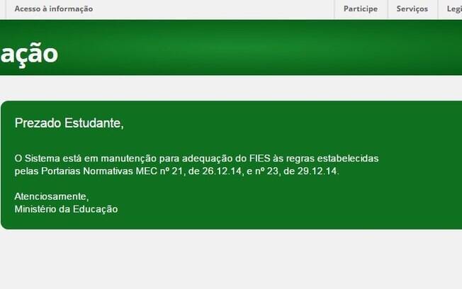 Sistema do Fies está fora do ar desde o começo de janeiro e ainda não tem data para voltar a funcionar