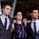 Robert Pattinson, Kristen Stewart e Taylor Lautner durante a première de "Amanhecer: Parte 1". Foto: Getty Images