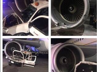 Aeronave manobrava quando bateu em automóvel