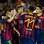 Neymar e Messi comemoram o quinto gol do Barcelona, marcado por Fabregas. Foto: David Ramos/Getty Images