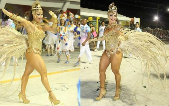 O modelo dourado foi usado por Viviane Araújo no desfile de 2013 da paulistana Mancha Verde