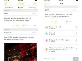 Disponível apenas para iOS por enquanto, o Canary é uma rede social em forma de aplicativo para funcionários falarem anonimamente sobre suas empresas