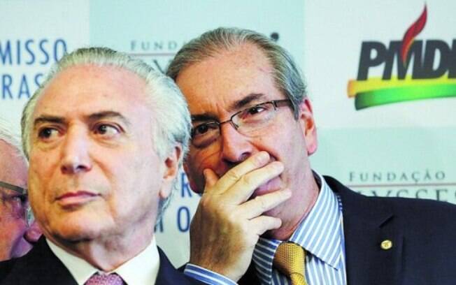 O presidente do PMDB, Michel Temer, ao lado de Cunha, que rompeu com Dilma ainda em 2015