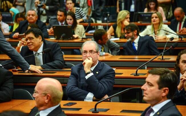 Presidente da Câmara dos Deputados, Eduardo Cunha, durante eleição de novo líder do PDMB na Câmara