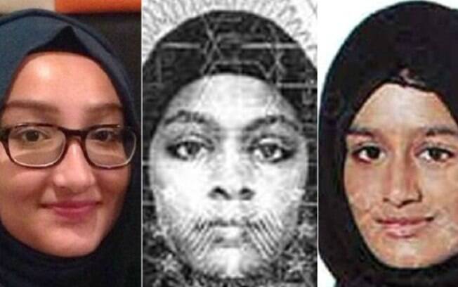 As adolescentes Kadiza Sultana, Amira Abase e Shamima Begum, que teriam se juntado ao Estado Islâmico