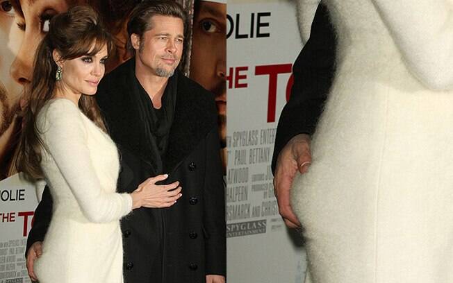 Brad Pitt e sua mão boba em Angelina Jolie