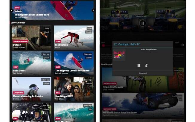 Red Bull TV tem vídeos de competições de esportes radicais e até festivais ao vivo. Tudo de graça