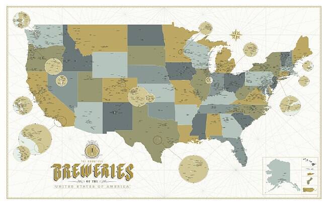 Mapa detalhado mostra mais de 2.500 cervejarias, microcervejaris e brewpubs
