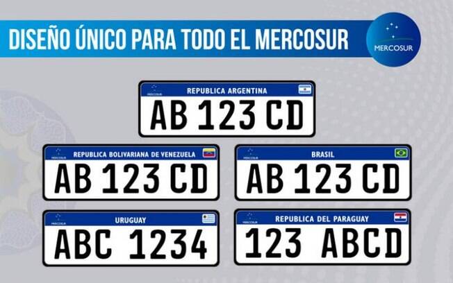 Novas placas para automóveis válidas para todo o Mercosul.