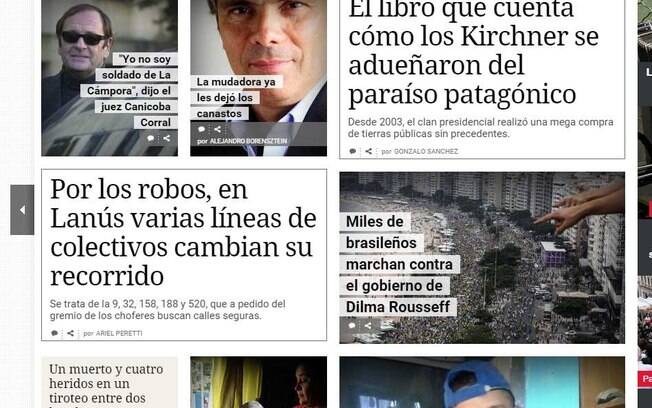 O vizinho Clarín, da Argetina, também deu destaque às manifestações na versão digital do seu jornal. O periódico resumiu a questão em um título: 